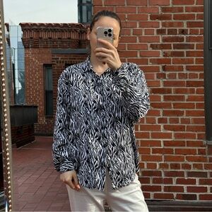 Zara Black & White Zebra Print Relaxed Shirt